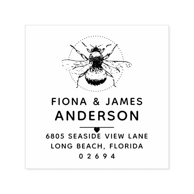 Moderne Honey Bee Couple-Rücksendeadresse Permastempel (Design)