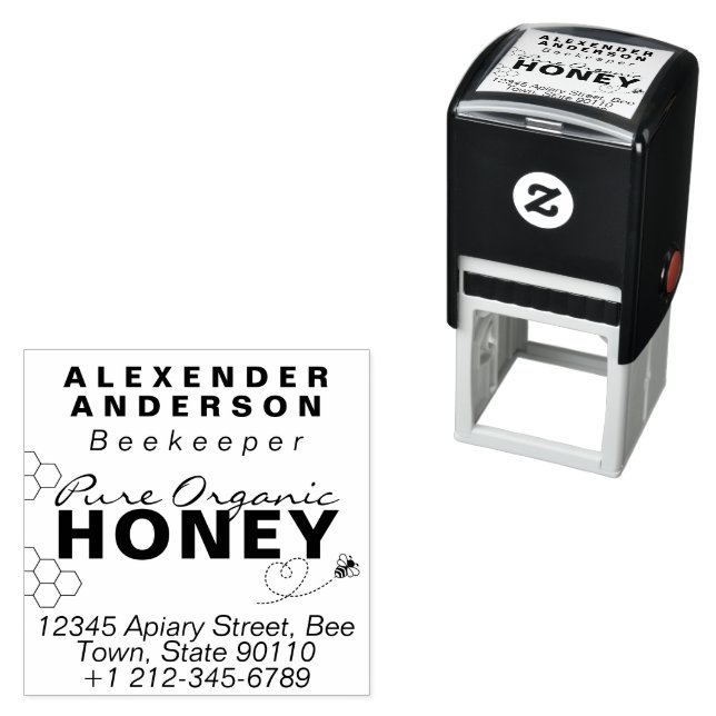 Moderne Honey Bees Honeycomb Black Permastempel (Beispiel)