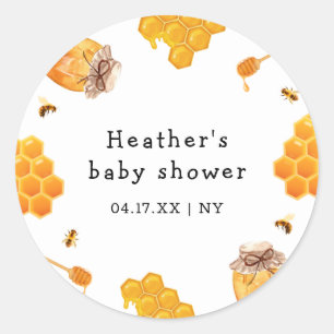 Moderne Honey Bumblebee Frame Baby Dusche Runder Aufkleber
