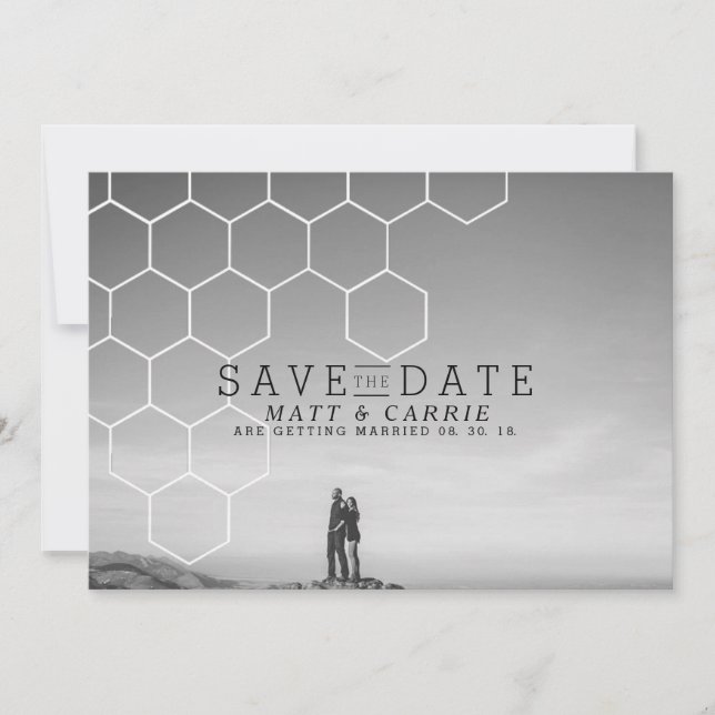 Moderne Honeycomb Save the Date | FOTO (Vorderseite)
