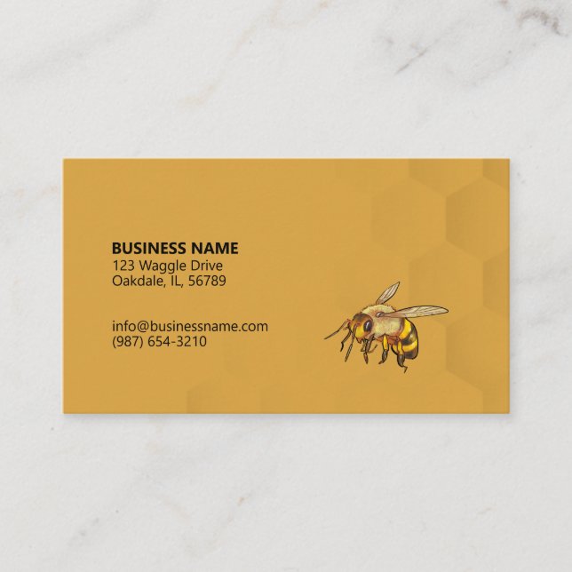 Moderne Honeycomb und Bee Satin Gold Visitenkarte (Vorderseite)