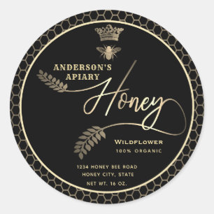 Moderne Honigjar Zweig-Königin Biene Runder Aufkleber