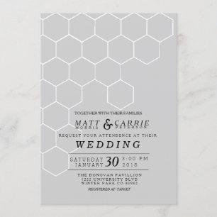 Moderne Honigwaben-Hochzeit Einladung