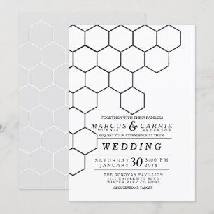 Moderne Honigwaben-Hochzeit Einladung