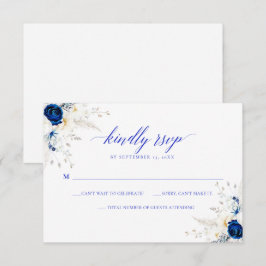 Moderne Horizon Blue Calligraphy Wedding RSVP Card Dankeskarte