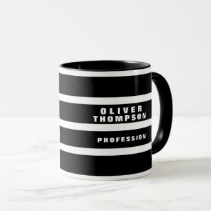 Moderne, horizontale, große schwarze Streifen Eleg Tasse