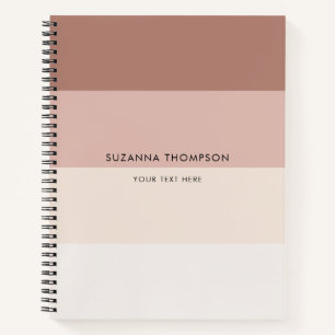 Moderne horizontale Streifen Beige braune Erdtöne Notizbuch