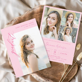 Moderne Hot-Pink-Foto-Graduierungsparty Einladung