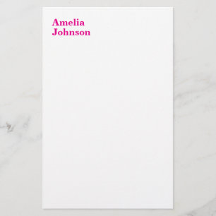 Moderne Hot Pink Name Minimalist Professionell Briefpapier