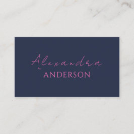 Moderne Hot Pink Navy Minimalistische Typografie Visitenkarte