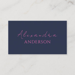 Moderne Hot Pink Navy Minimalistische Typografie Visitenkarte