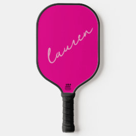 Moderne Hot Pink Schrift Name  Pickleball Schläger