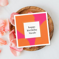 Moderne Hot Pink- und Orange-Abstrakte Geburtstags
