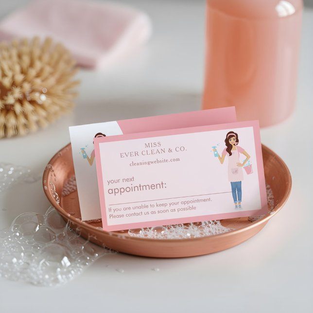 Moderne Hübsche Reinigungsdienste für Frauen Terminkarte (Modern Pretty Woman Cleaning & Maid Services Appointment Card)
