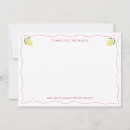 Moderne Hübsche Rosa Wavy Border Citrus Baby Dusch Dankeskarte