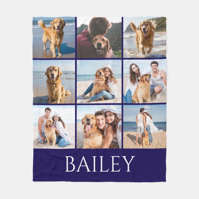  Moderne Hund-Fotocollage personalisiert   Fleecedecke (Vorderseite)