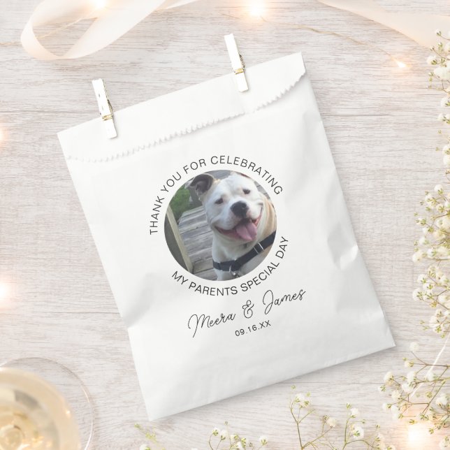 Moderne Hunde-Foto-Hochzeit Geschenktütchen (Ausgeschnitten)