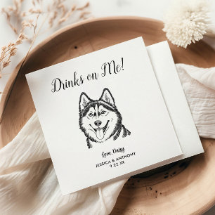 Moderne Hunde-Hochzeits-Cocktailservietten  Serviette