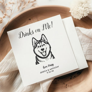Moderne Hunde-Hochzeits-Cocktailservietten  Serviette