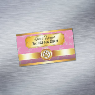 Moderne Hundebetreuung Pink Dog Walker Tierbetreuu Magnetische Visitenkarte
