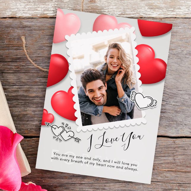 Moderne I Liebe You Valentines Foto Holiday Card Dankeskarte (Von Creator hochgeladen)