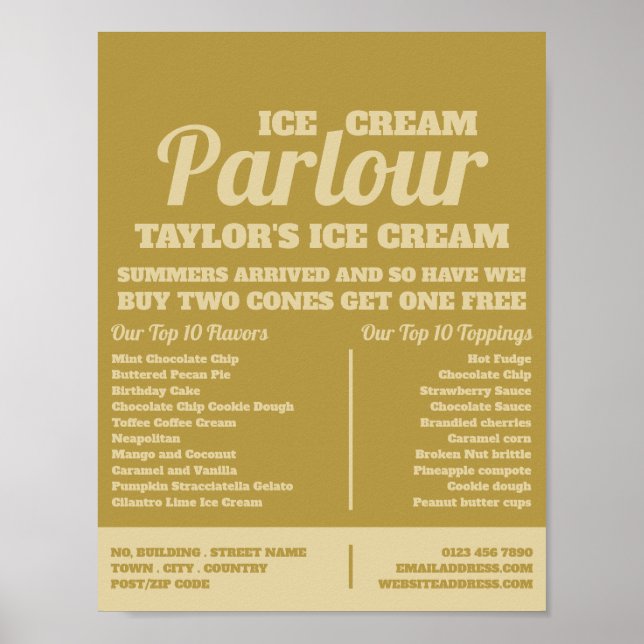 Moderne Ice Cream Parlor Werbung Poster (Vorne)