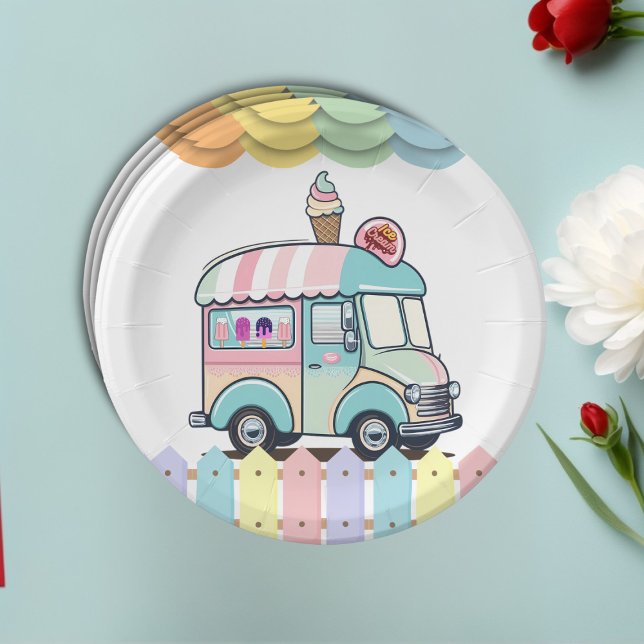 Moderne Ice Cream Truck Sprinkles Babydusche Pappteller (Von Creator hochgeladen)