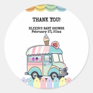 Moderne Ice Cream Truck Sprinkles Babydusche Runder Aufkleber