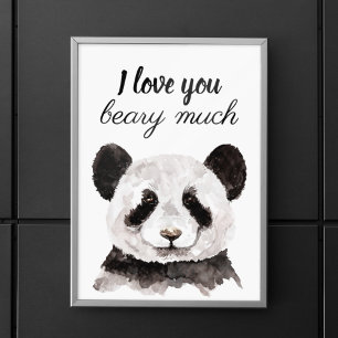 Moderne Ich liebe dich Beary viel schwarz-weiß Pan Poster