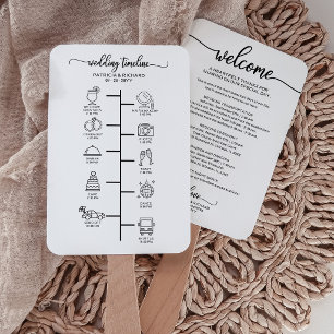 Moderne Icon Hochzeitsprogramm Handfächer Zeitplan