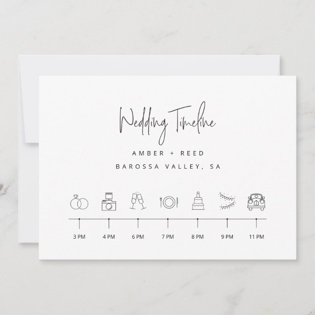 Moderne Icons Wedding Timeline Order of Events Car (Vorderseite)