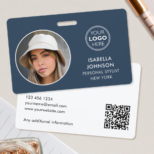 Moderne ID-Foto-Logo-QR-Code-Schiefer Blau Sicherh Ausweis