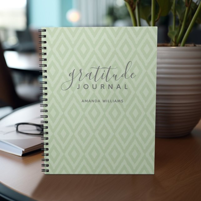 Moderne Ikat Motif Gratitude Journal CHOISIR COULE (Gratitude notebook - personalize with your name or other text)