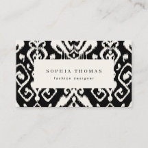 Moderne ikat Schwarz-weiße berufliche Visitenkarte