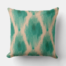 Moderne Ikat Teal- und Ton-Wurfkissen | Boho-Luxus