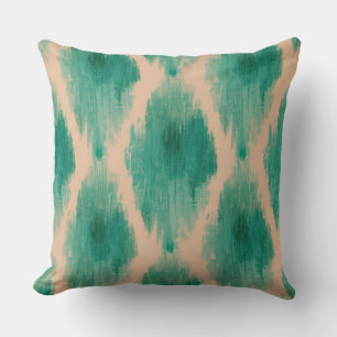 Moderne Ikat Teal- und Ton-Wurfkissen Boho-Luxus Kissen