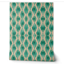 Moderne Ikat Türkis & Beige Tapete | Organisch Boh