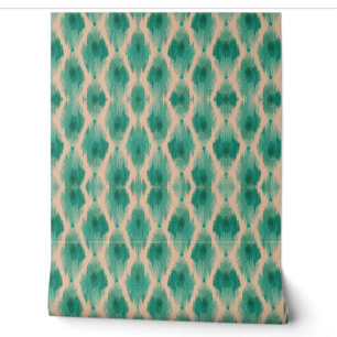 Moderne Ikat Türkis & Beige Tapete Organisch Boh