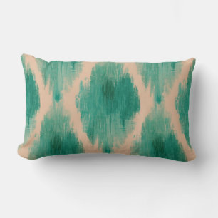 Moderne Ikat Türkis Lendenkissen Texturiert Boho