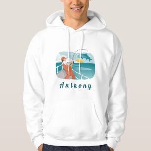 Moderne Illustration des Fischfangs Fanenname Spaß Hoodie