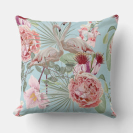Moderne Illustration florale flamingo blau luxuriö Kissen