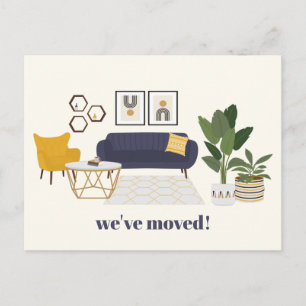 Moderne Illustration Wir sind umgezogen Neue Heima Postkarte