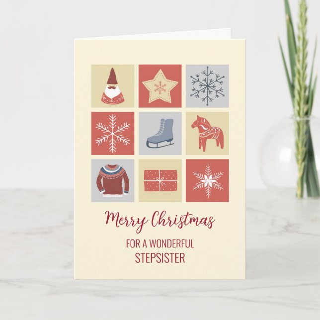 Moderne Illustrationen Stepsister Merry Weihnachte Karte (Vorderseite)