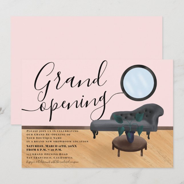 Moderne Illustrations-Schönheitssalon-Öffnung Einladung (Vorne/Hinten)