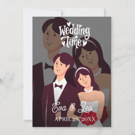 Moderne Illustrierte Hochzeitseinladung Save The Date