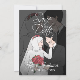 Moderne Illustrierte Hochzeitseinladung Save The Date