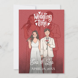 Moderne Illustrierte Hochzeitseinladung Save The Date