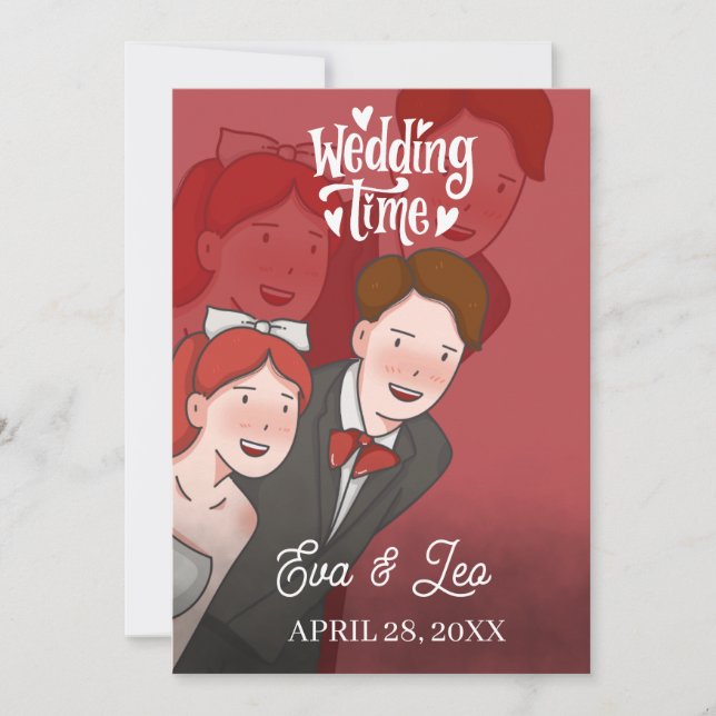 Moderne Illustrierte Hochzeitseinladung Save The Date (Vorderseite)