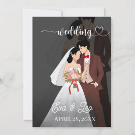 Moderne Illustrierte Hochzeitseinladung Save The Date