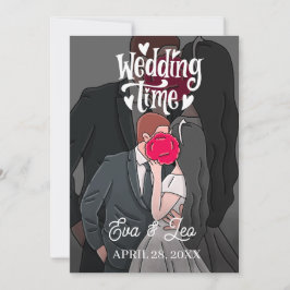 Moderne Illustrierte Hochzeitseinladung Save The Date